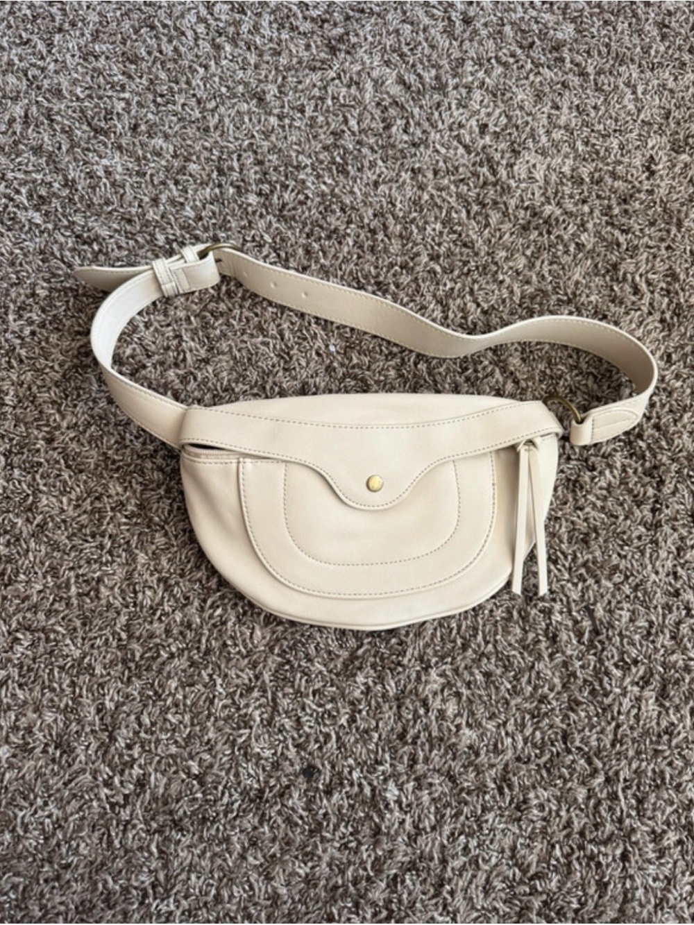 Universal Thread Cream Crossbody Belt Bag with Gold Stud